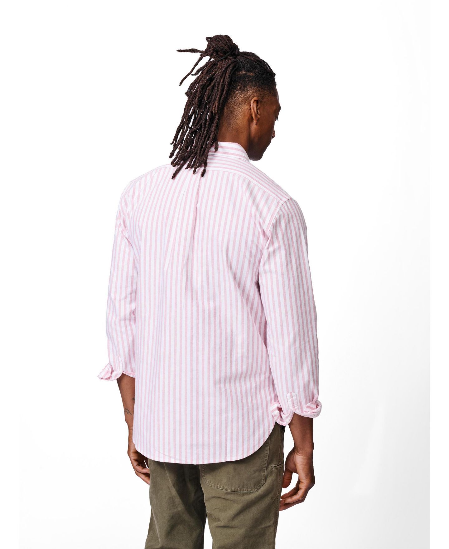 Мужская рубашка Aubin Aldridge Oxford Button Down, цвет: Яркий розовый полосатый — фото 3