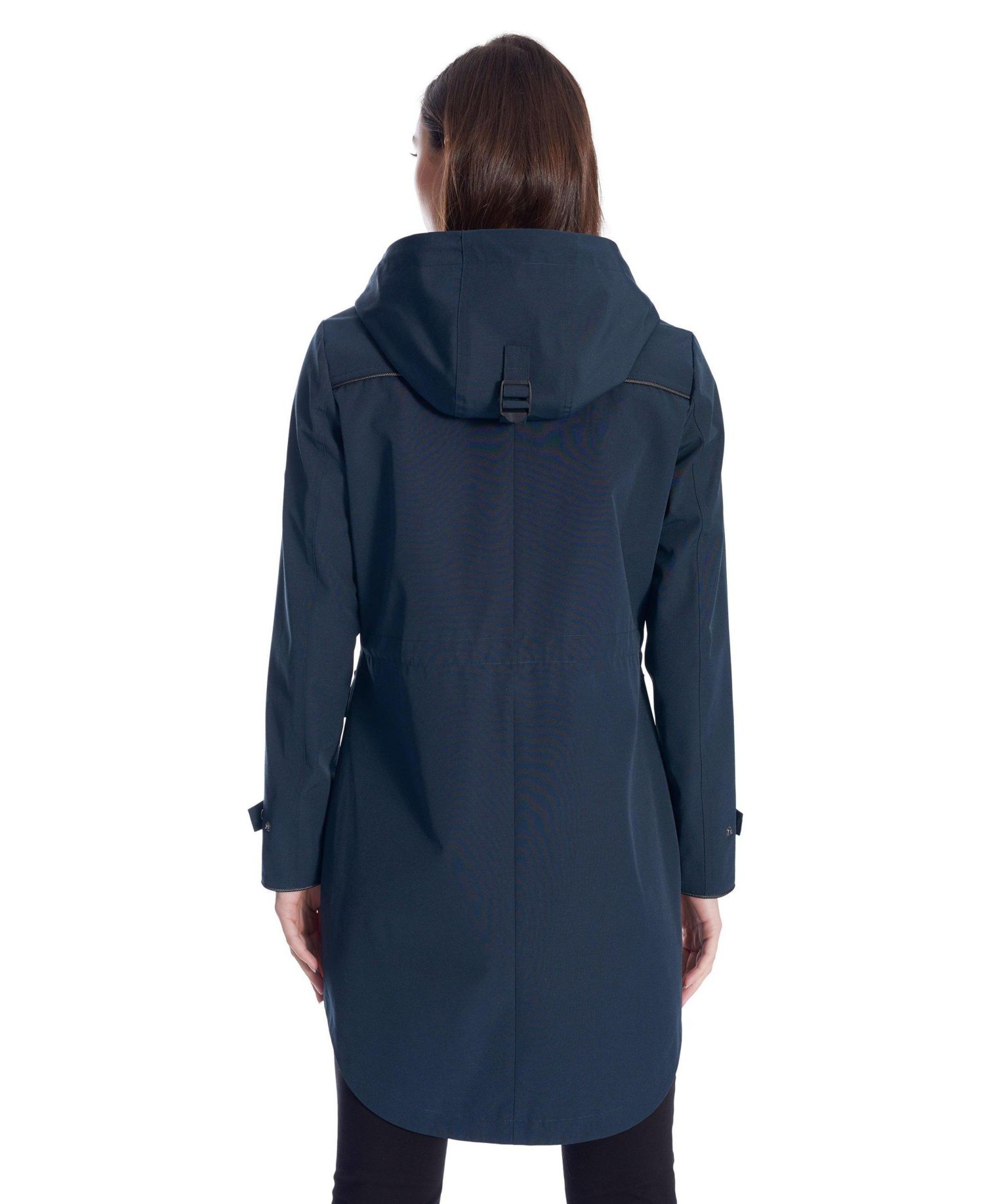 WOMEN'S PLUS SIZE RAIN - WEATHER RESISTANT RAINCOAT WITH DRAWSTRING HOOD