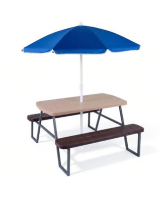 Kids Picnic Table Set for 4 with Removable Umbrella and HDPE Tabletop
