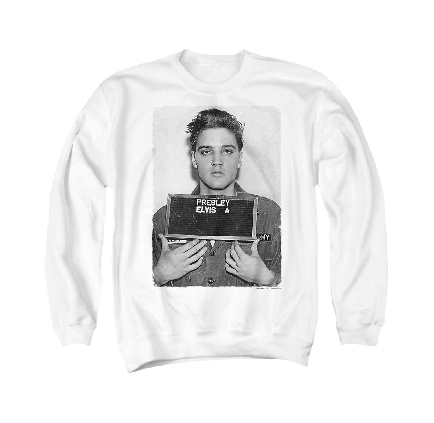 Men's Presley Army Mug Shot Graphic Cotton Crewneck Sweatshirt