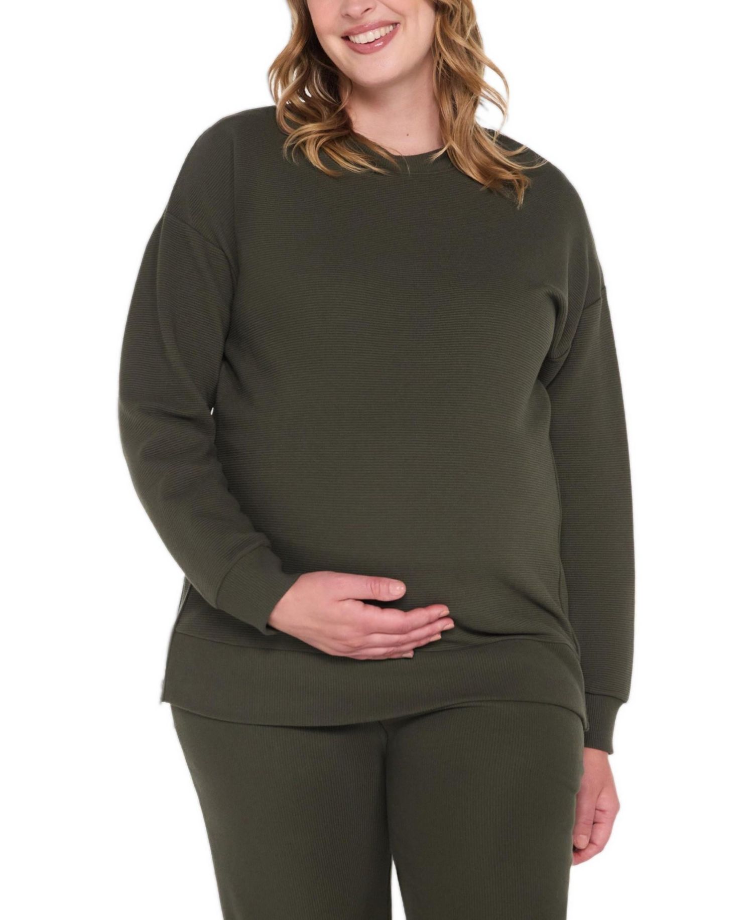 Relaxed-Fit Long-Sleeve Side-Zip Crewneck Tunic