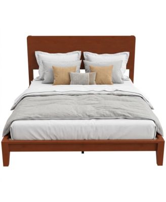 Queen Bamboo Bed Frame with Headboard, Platform Bed Frame