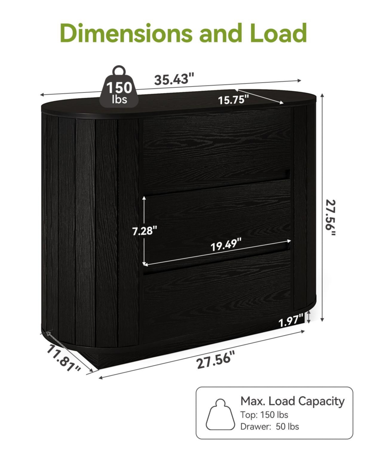 Tribesigns Large Nightstand, Oversized Night Stand with 3 Drawers