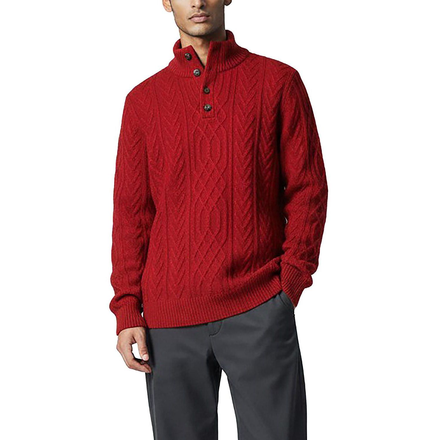 Men's Cable-Knit Mock-Neck Sweater