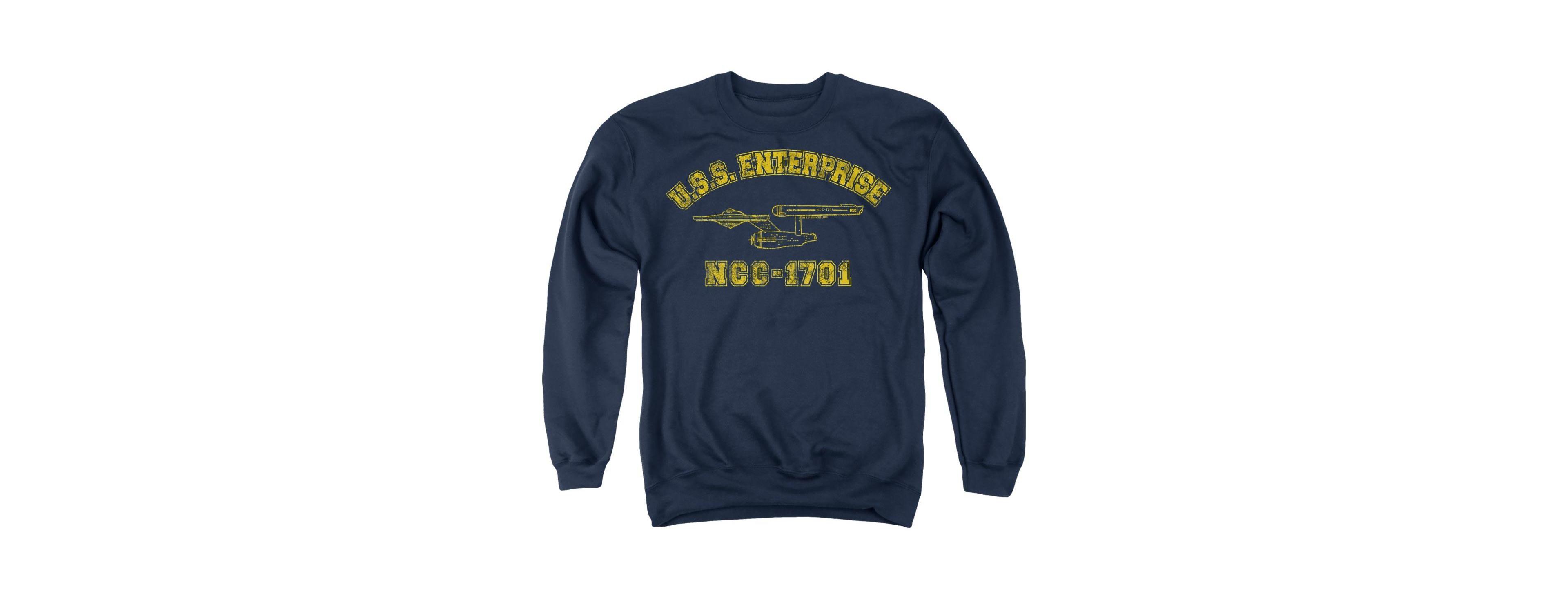 Star Trek Men's Enterprise Athletic Long-Sleeve Graphic Crewneck Sweatshirt