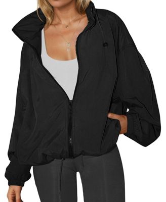 Women's Water-Resistant Lightweight Hooded Windbreaker Jacket
