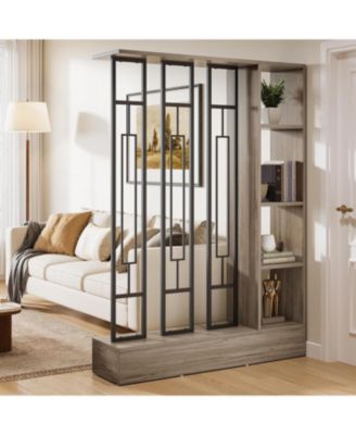 Room Divider with Shelves, 71" Freestanding Storage