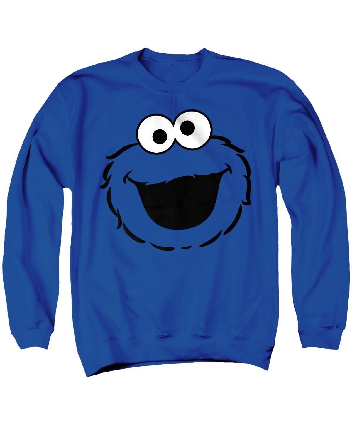 Sesame Street Men's Cookie Monster Full Face Graphic Long-Sleeve Crewneck Sweatshirt