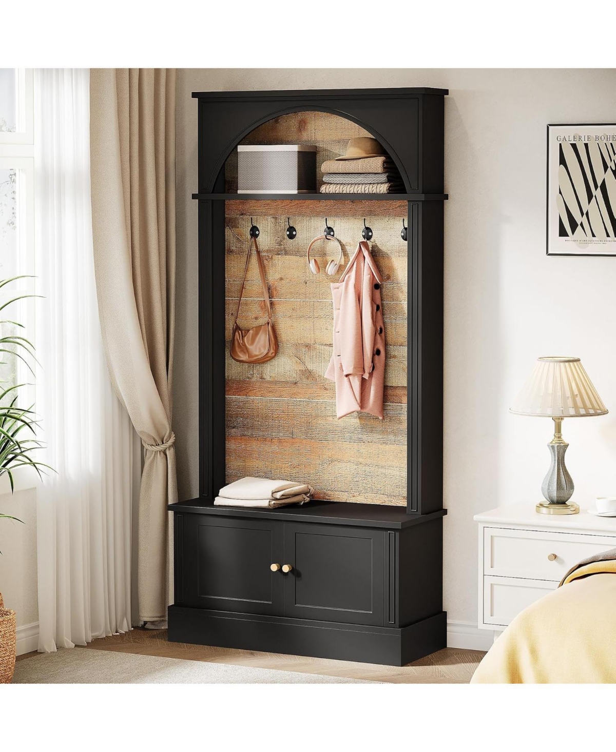 Tribesigns 70.86" Hall Tree with Storage Bench: 4-in-1 entryway bench with coat rack, 5 hooks and adjustable shoe storage for hallway.