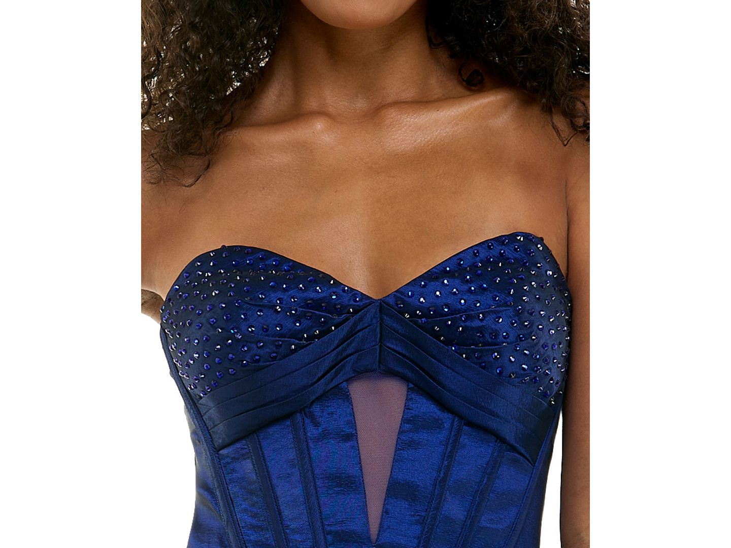 Женское платье SENI & CADE Juniors' Strapless Mini Fit-and-Flare, цвет: Тёмно-синий — фото 4