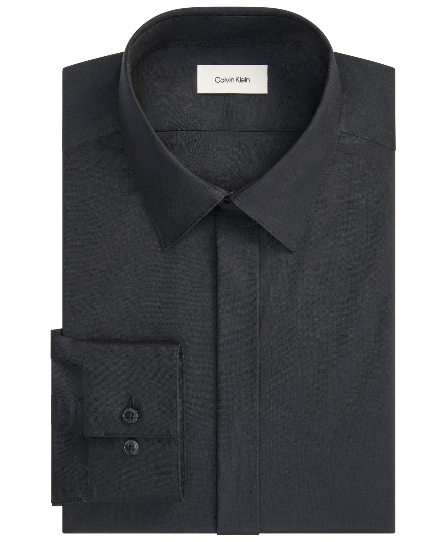 Мужская рубашка Calvin Klein Tailored Occasion Tuxedo Shirt, Slim Fit, цвет: Чёрный, вариант 1 — фото 1