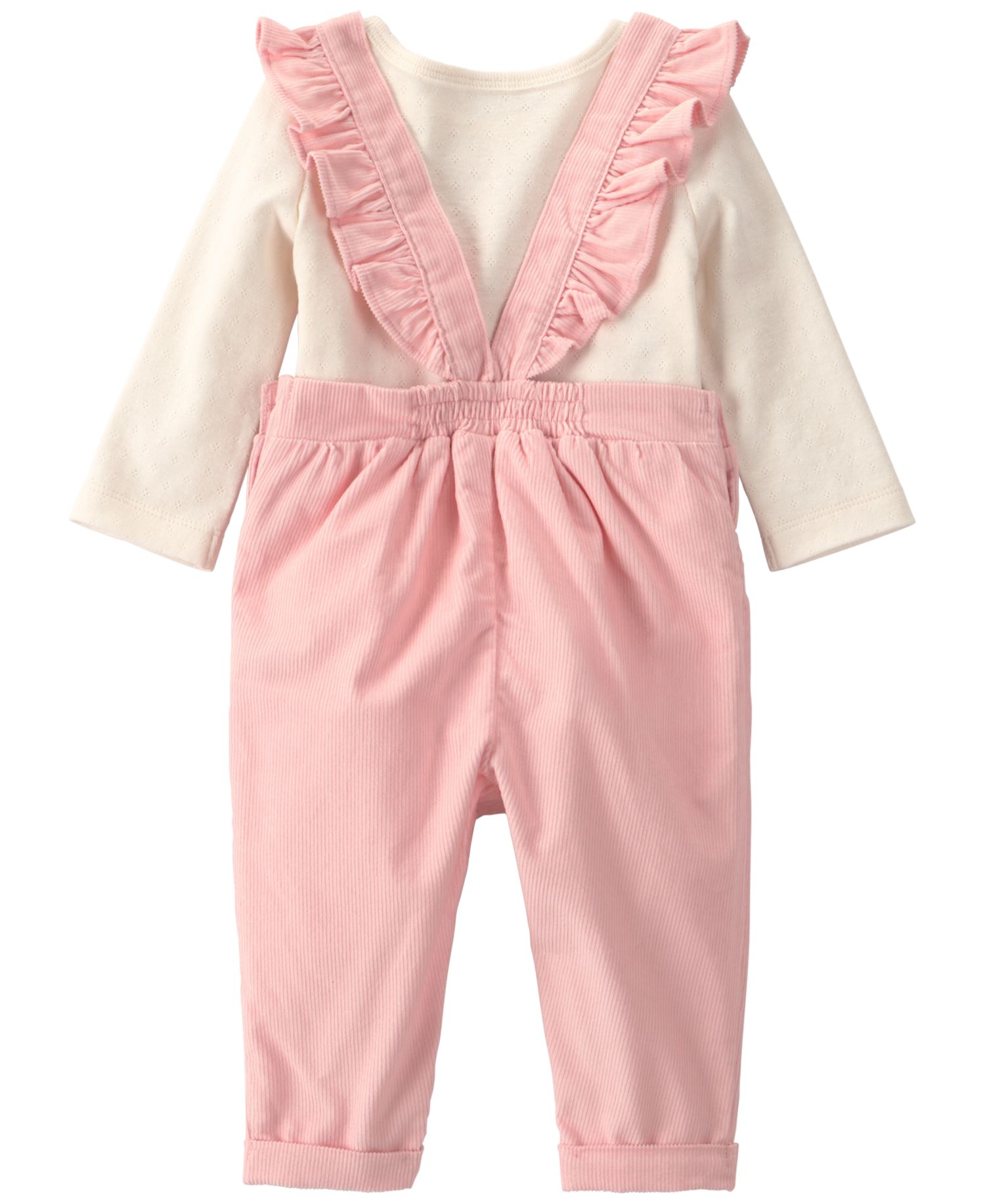 Baby Girls' Crewneck T-Shirt and Heart Corduroy Overall, 2-Piece Set