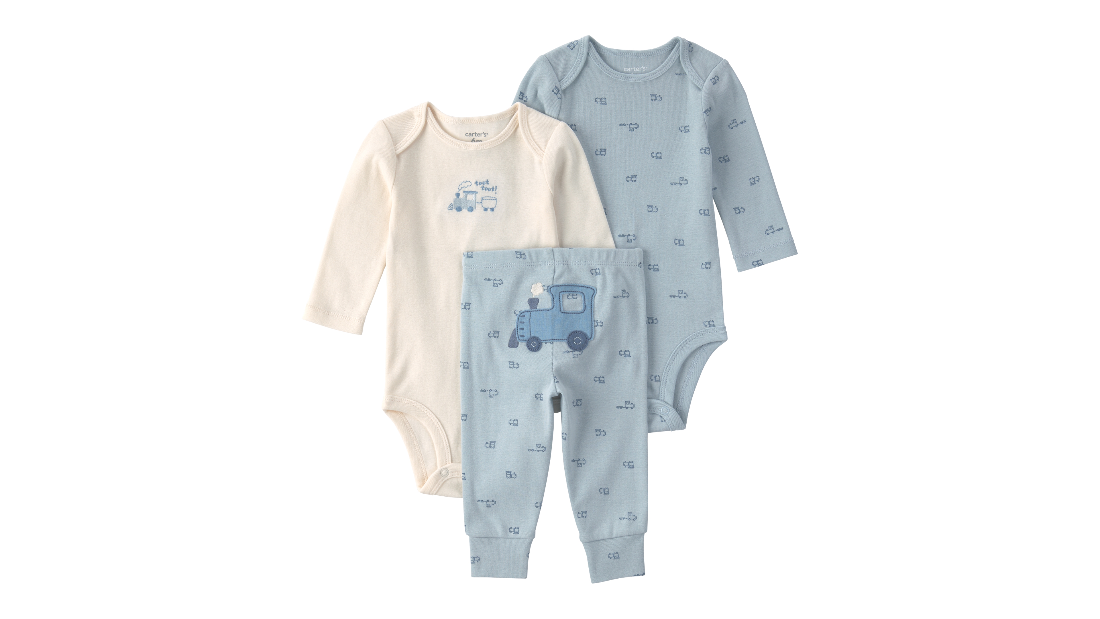 Carter's Baby Boys' Train Long-Sleeve Bodysuits and Pants, 3-Piece Set