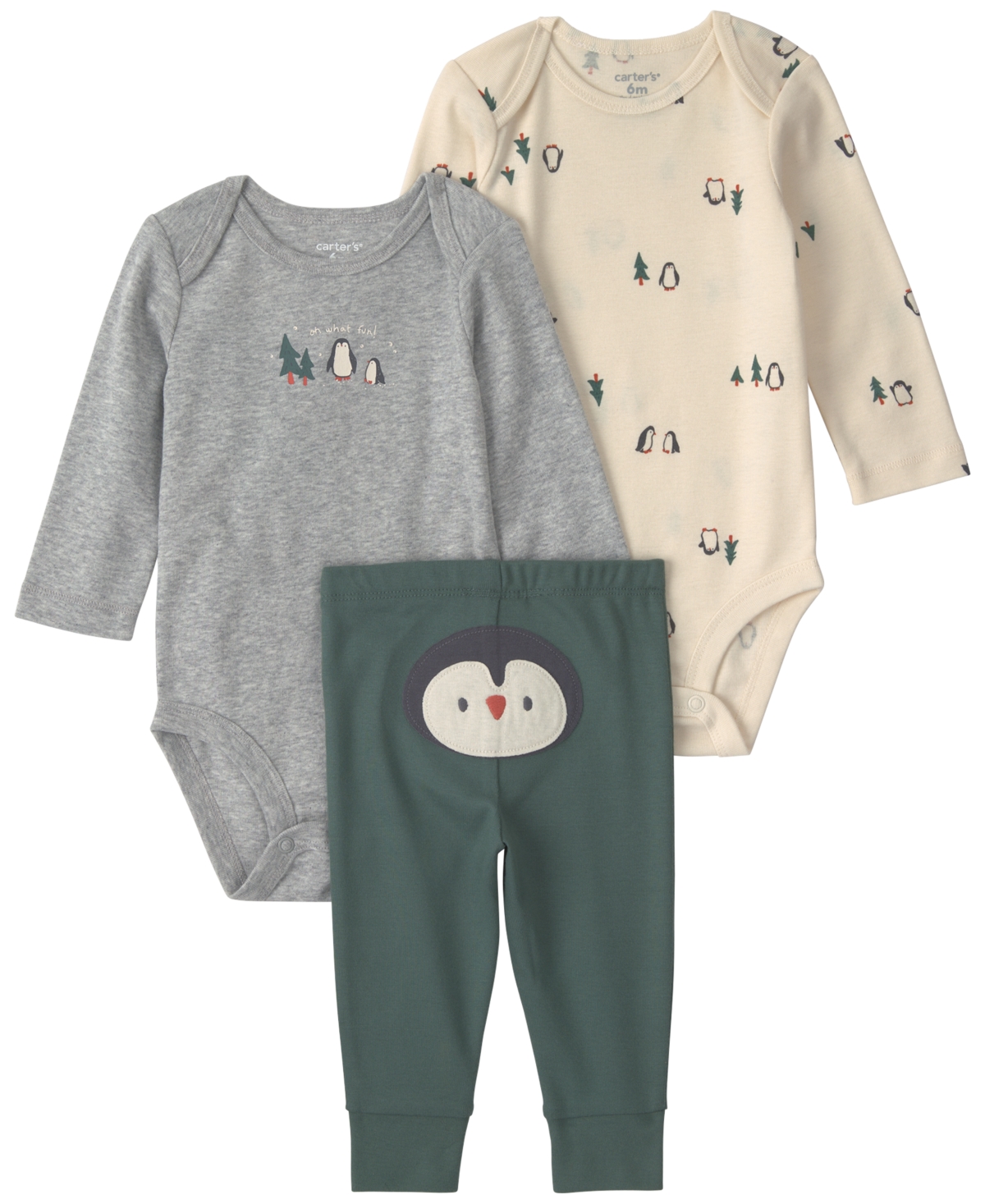 Carter's Baby Boys' Penguin Long-Sleeve Bodysuits and Pants, 3-Piece Set