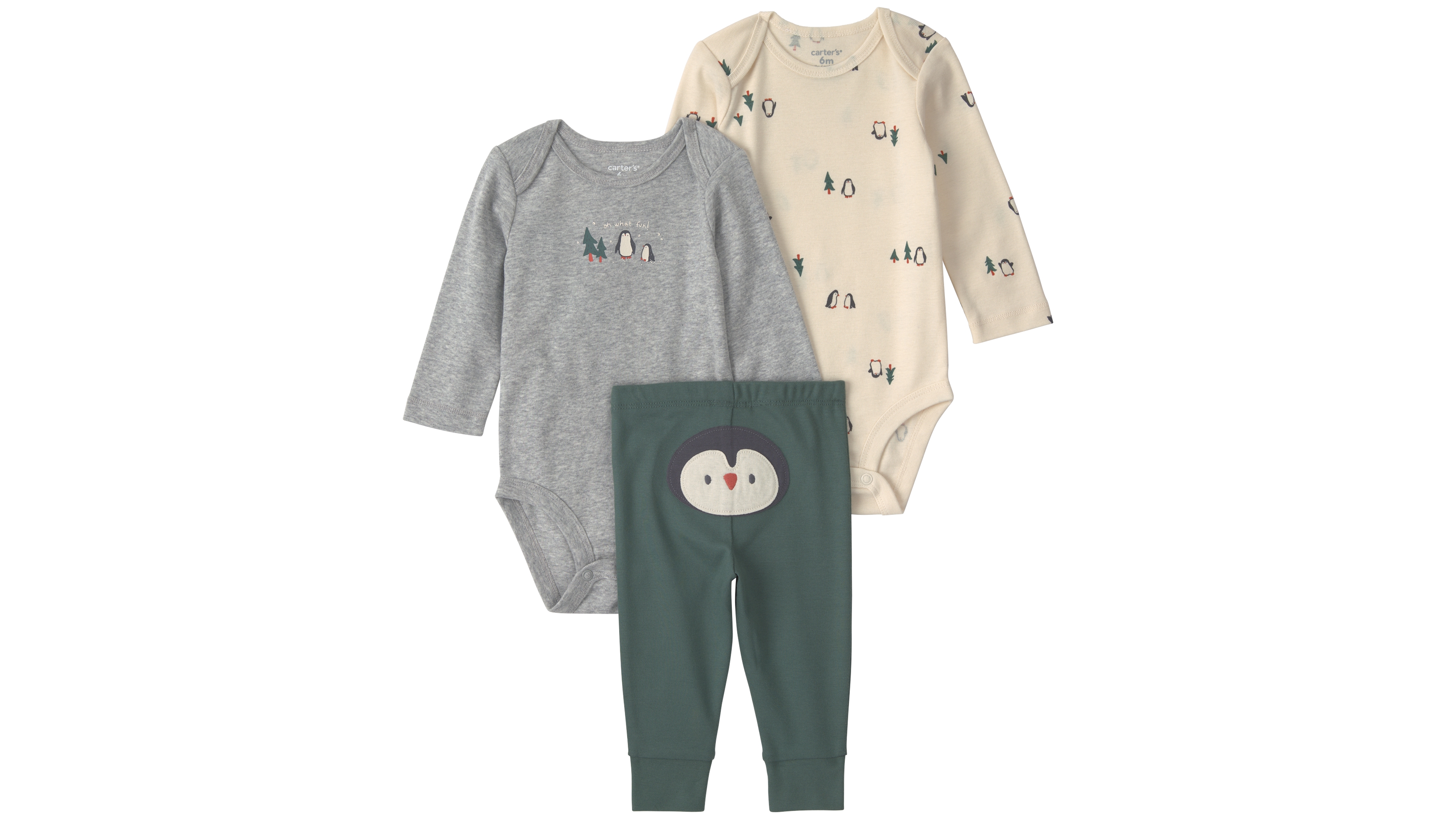 Carter's Baby Boys' Penguin Long-Sleeve Bodysuits and Pants, 3-Piece Set