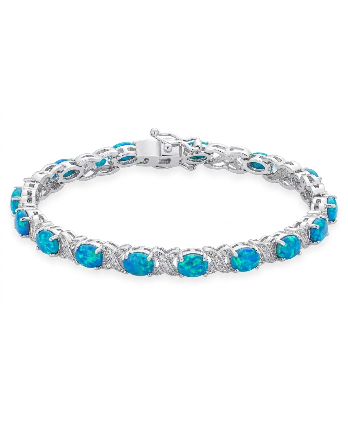 Bling Jewelry White Synthetic Opal Milgrain Infinity Tennis Bracelet Sterling Silver 8 Inches