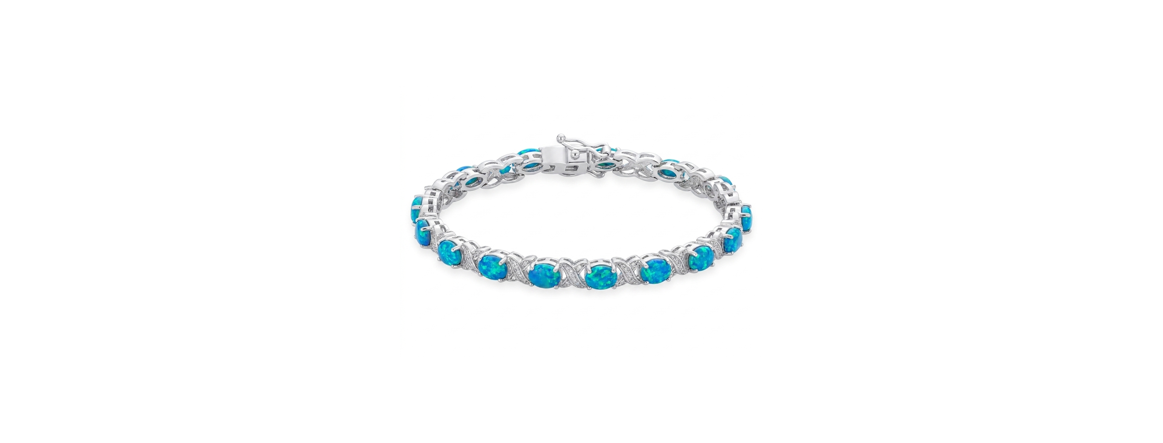 Bling Jewelry White Synthetic Opal Milgrain Infinity Tennis Bracelet Sterling Silver 8 Inches
