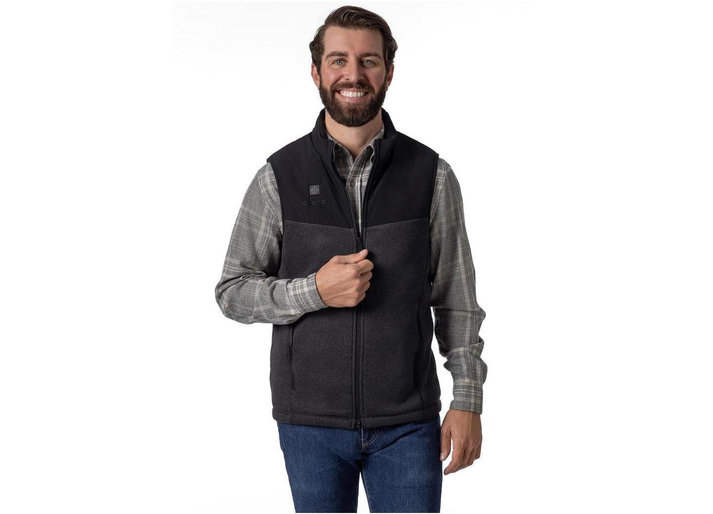 Мужской жилет ororo Big & Tall 4-Zone Heated Fleece Vest, цвет: Чёрный — фото 1