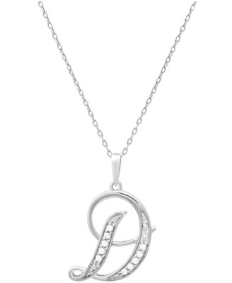 Diamond D Initial 18" Pendant Necklace (1/10 ct. t.w.) in Sterling Silver