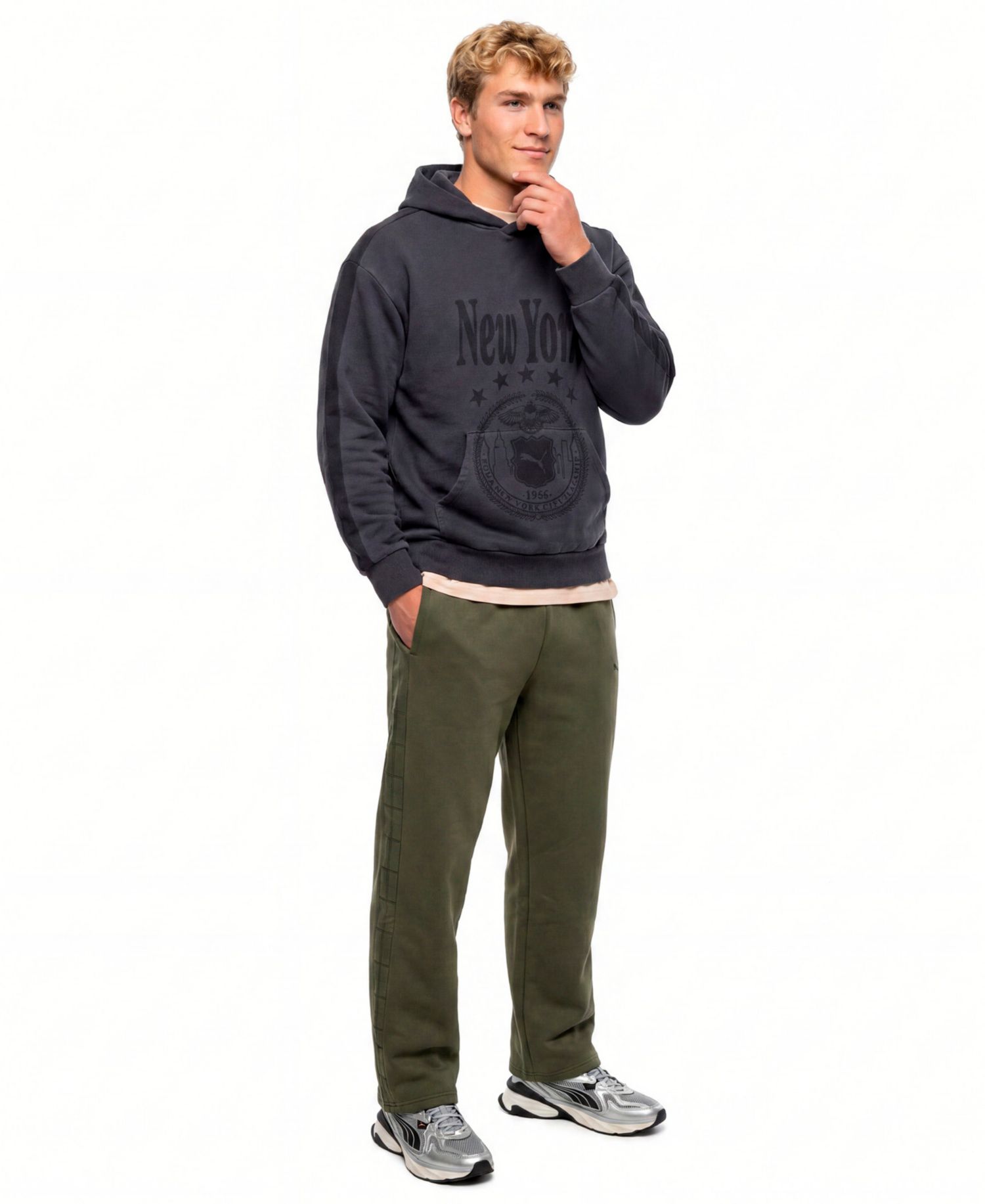Men's Tartan Wide-Leg Solid Pants