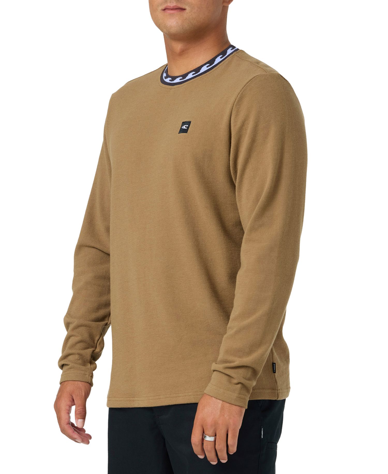 Men's Wave Cult Bennett Long-Sleeve Crewneck Jacquard Wave-Pattern T-Shirt