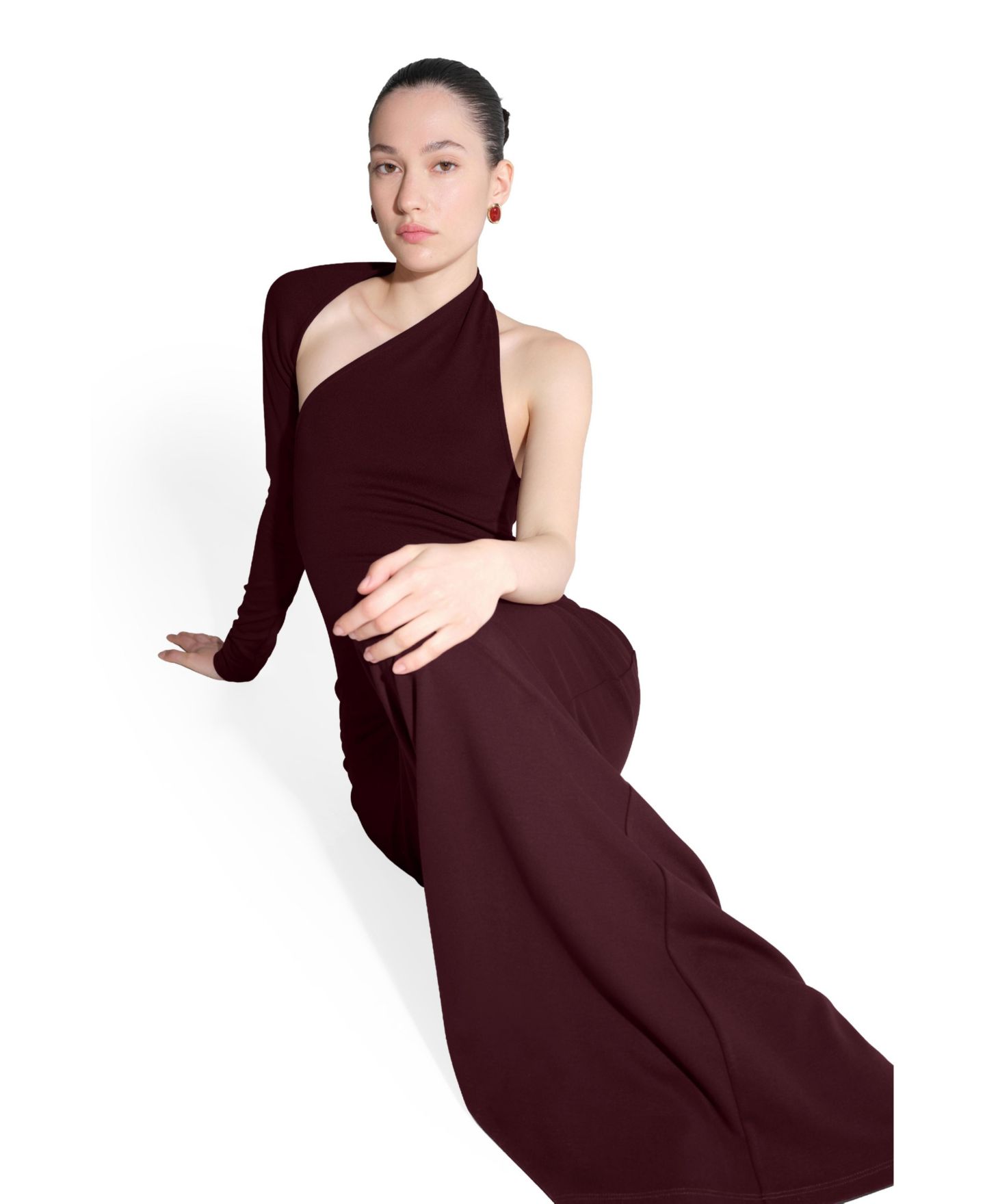 Женские платья Marcella Manhattan One-Shoulder Long-Sleeve Mermaid Evening Gown, цвет: Бордовый — фото 5
