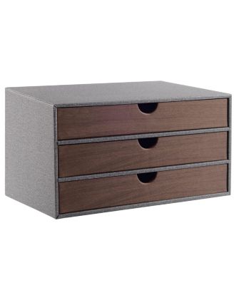 Faux Leather Stackable Drawer Organizer Desk File Storage For Home Office Supplies