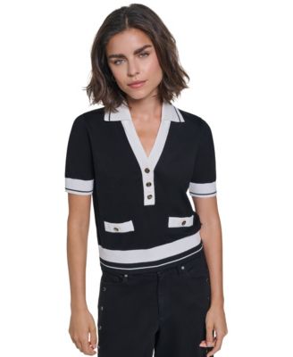 Women's Short-Sleeve Collared Sweater