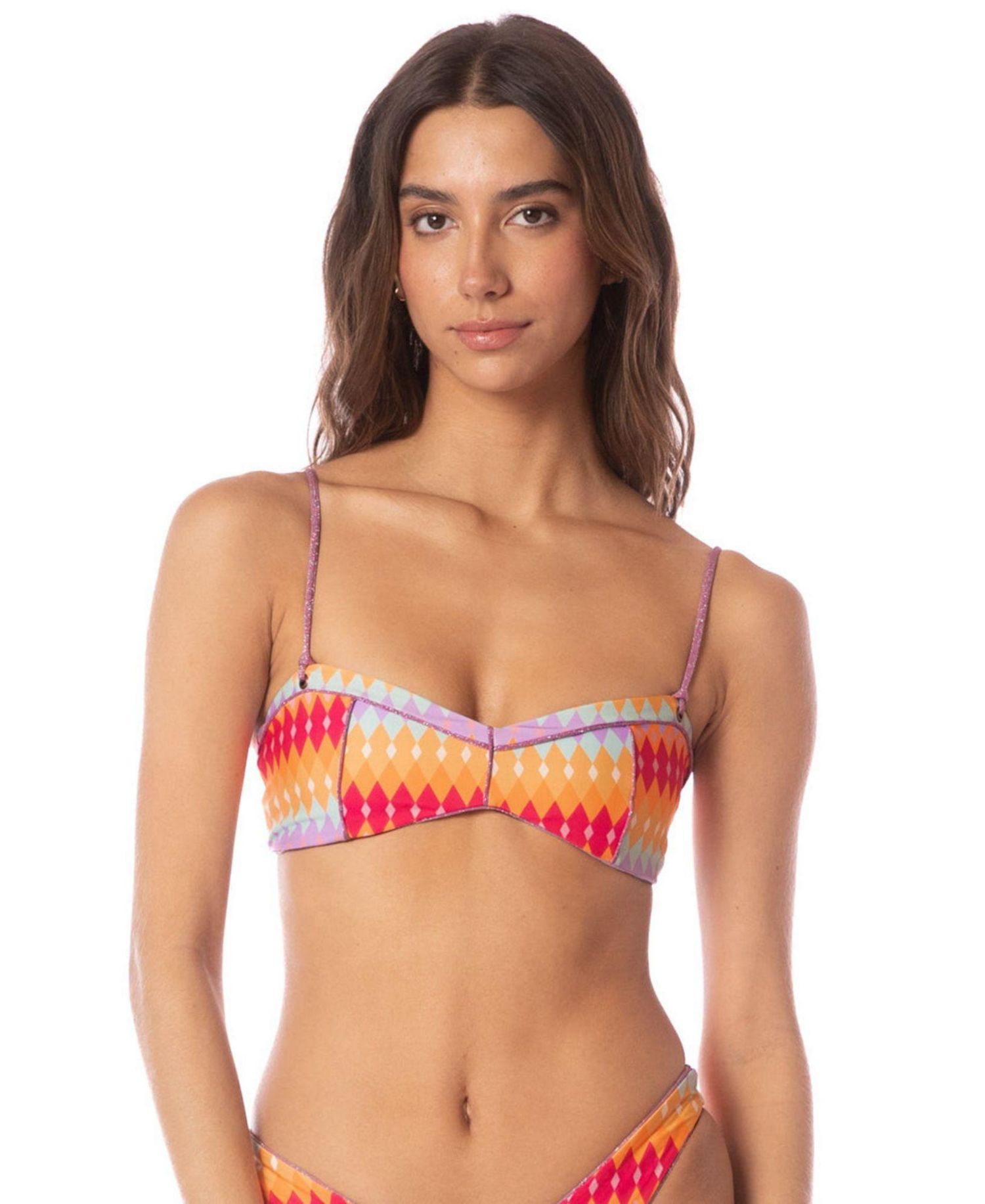 Women's Classic Bralette Reversible Geometric-Print Bikini Top