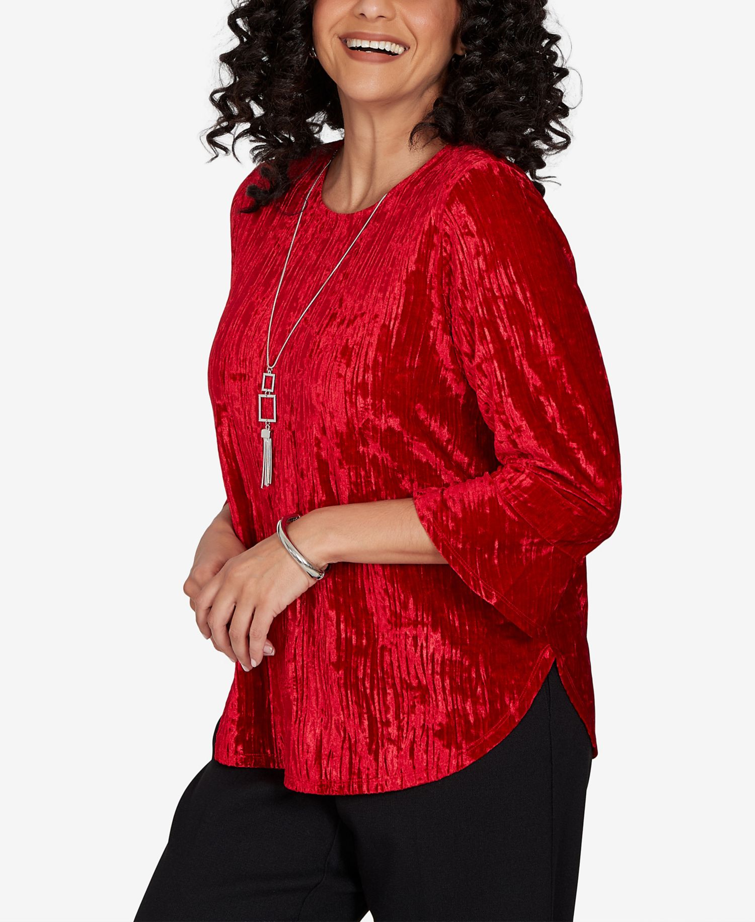 Women's 3/4-Sleeve Textured Knit Blouse