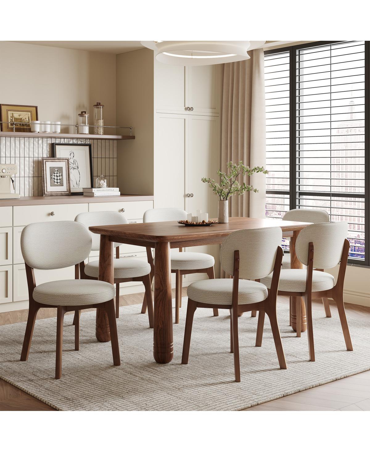 Streamdale Furniture Solid Wood Chenille Dining Chairs, Set of 2