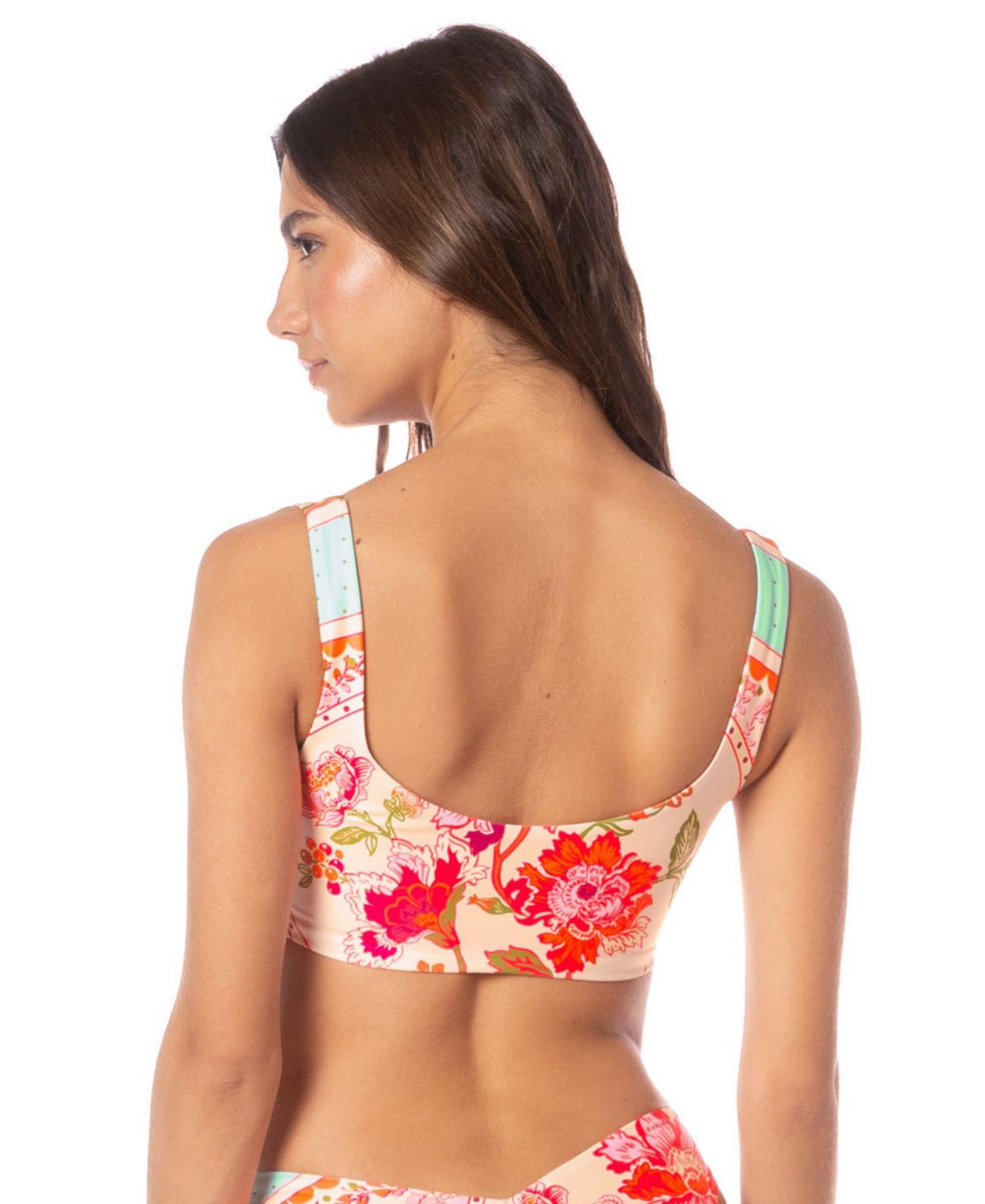 Women's Floral Groove Dazzle Lace-Up Bralette Bikini Top