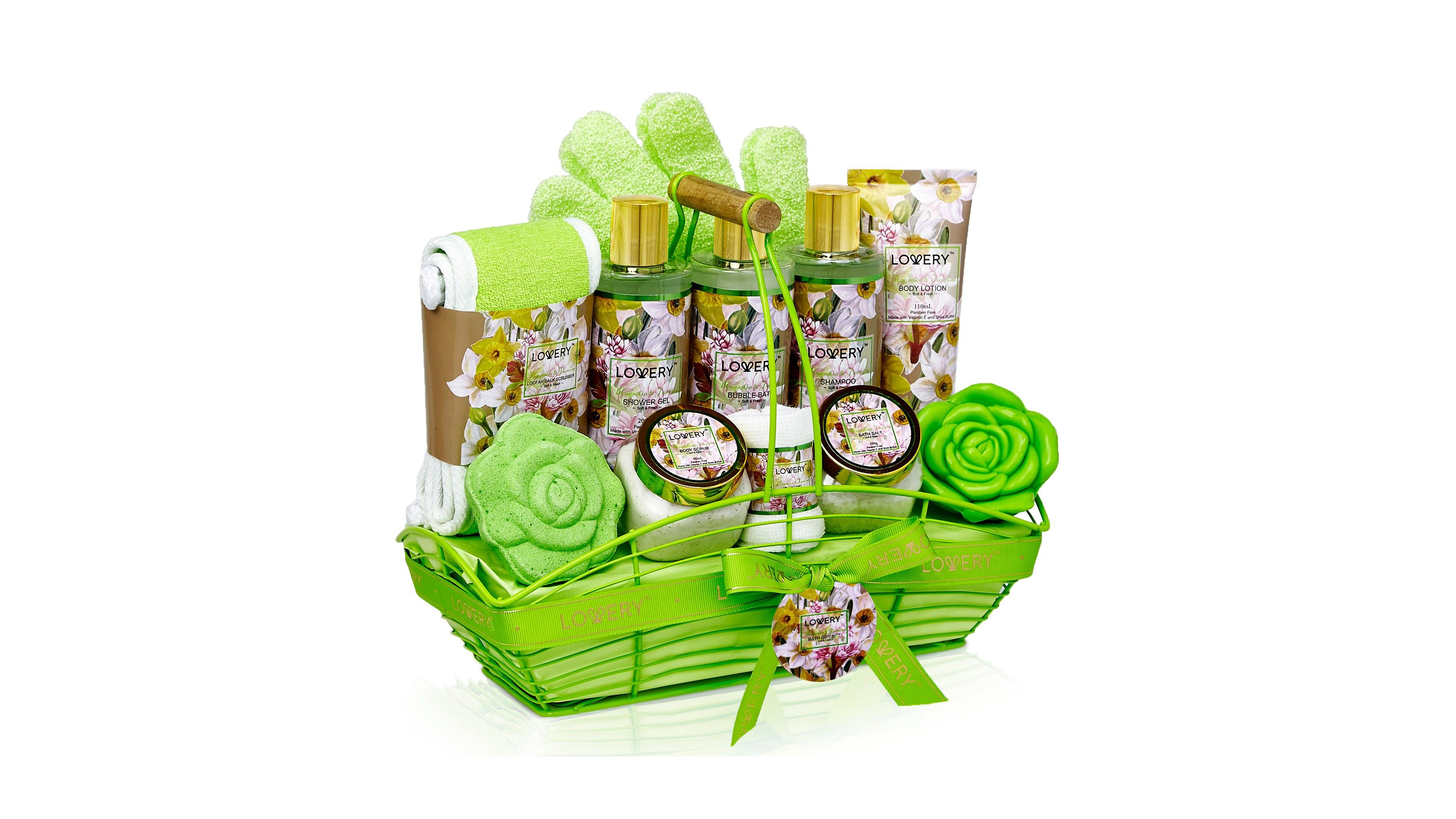 Lovery Magnolia Jasmin Body Self Care Package Gift Basket, 13 Piece