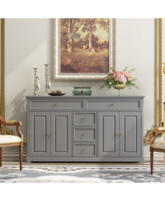 Homsee Large 60" Storage Cabinet 4-Door 5-Drawer Organizer with Knobs