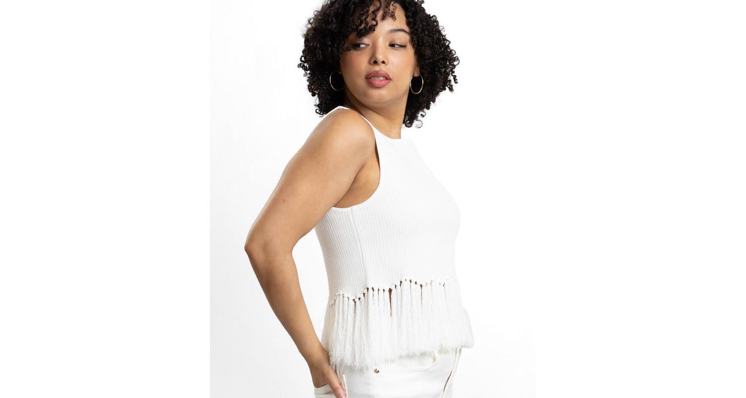 Women's Tanja Scoop Neck Fringe Peplum Sleeveless Knit Top
