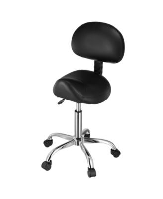 Ergonomic Saddle Rolling Stool with Back Support and Wheels 450 Pound Capacity