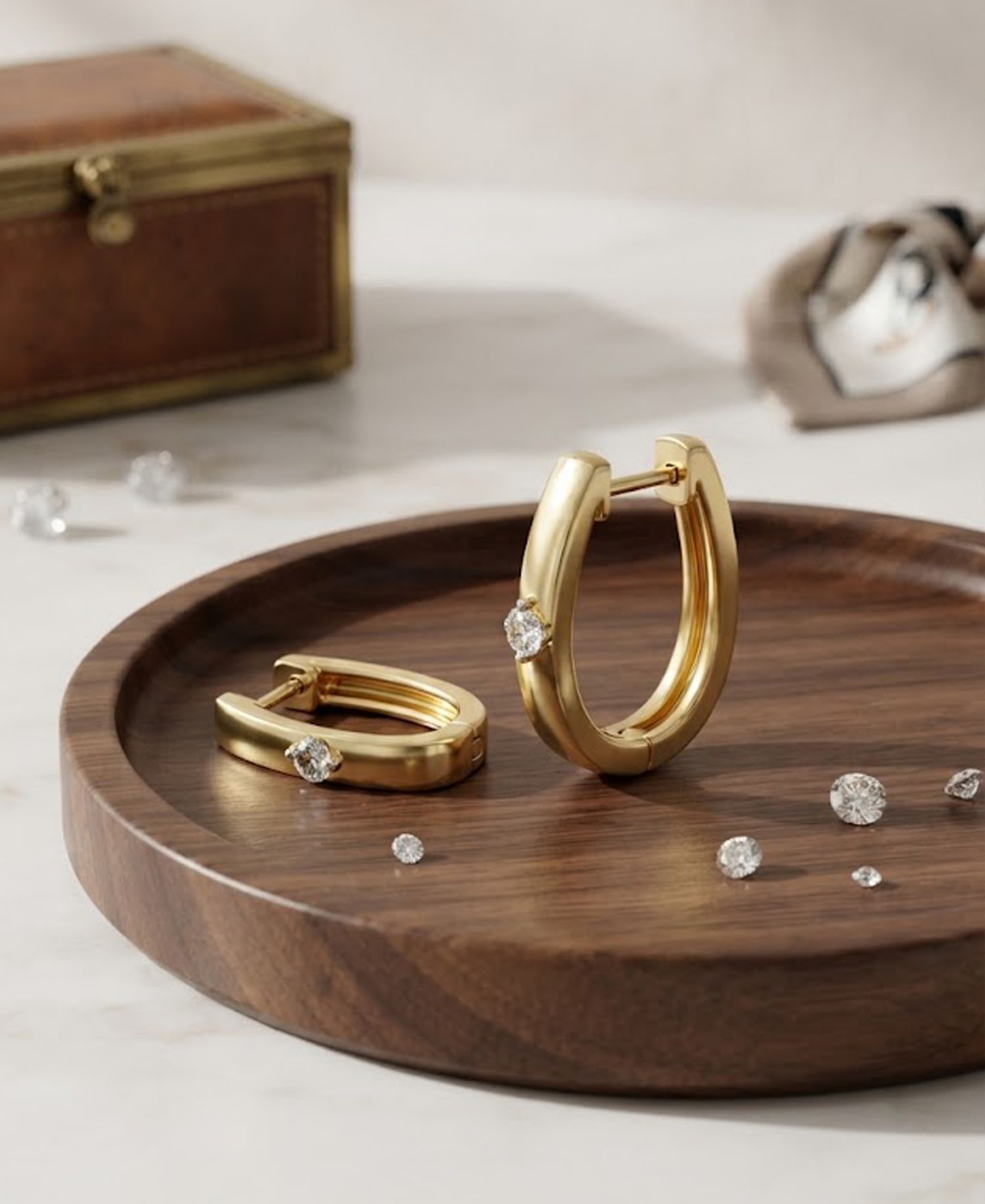 Lab-Grown Diamond Hoop Earrings (1/10 ct. t.w.) in 14k Yellow Gold-Plated Sterling Silver