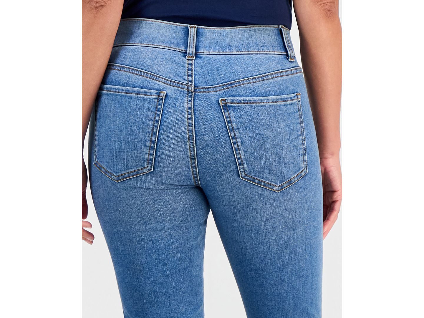 Женские джинсы Style & Co Petite High-Rise Straight-Leg Shaping, цвет: Синий — фото 5