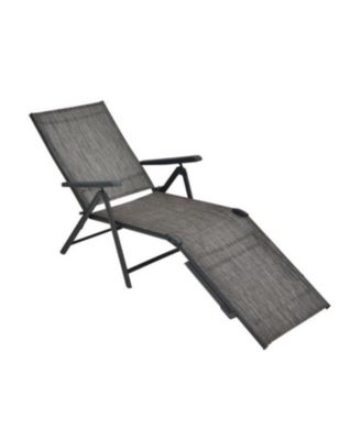 Foldable Patio Chaise Lounge Chair with Adjustable Backrest and Footrest