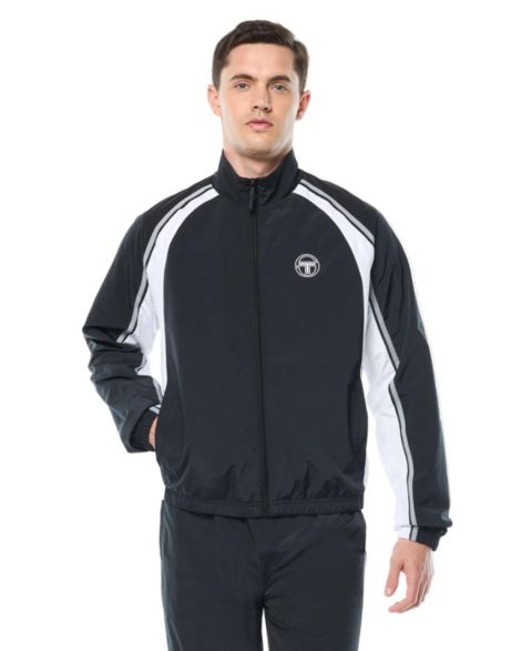 Мужская куртка Sergio Tacchini Fico Contrast-Color Panels Raglan-Sleeve Track, цвет: Чёрный