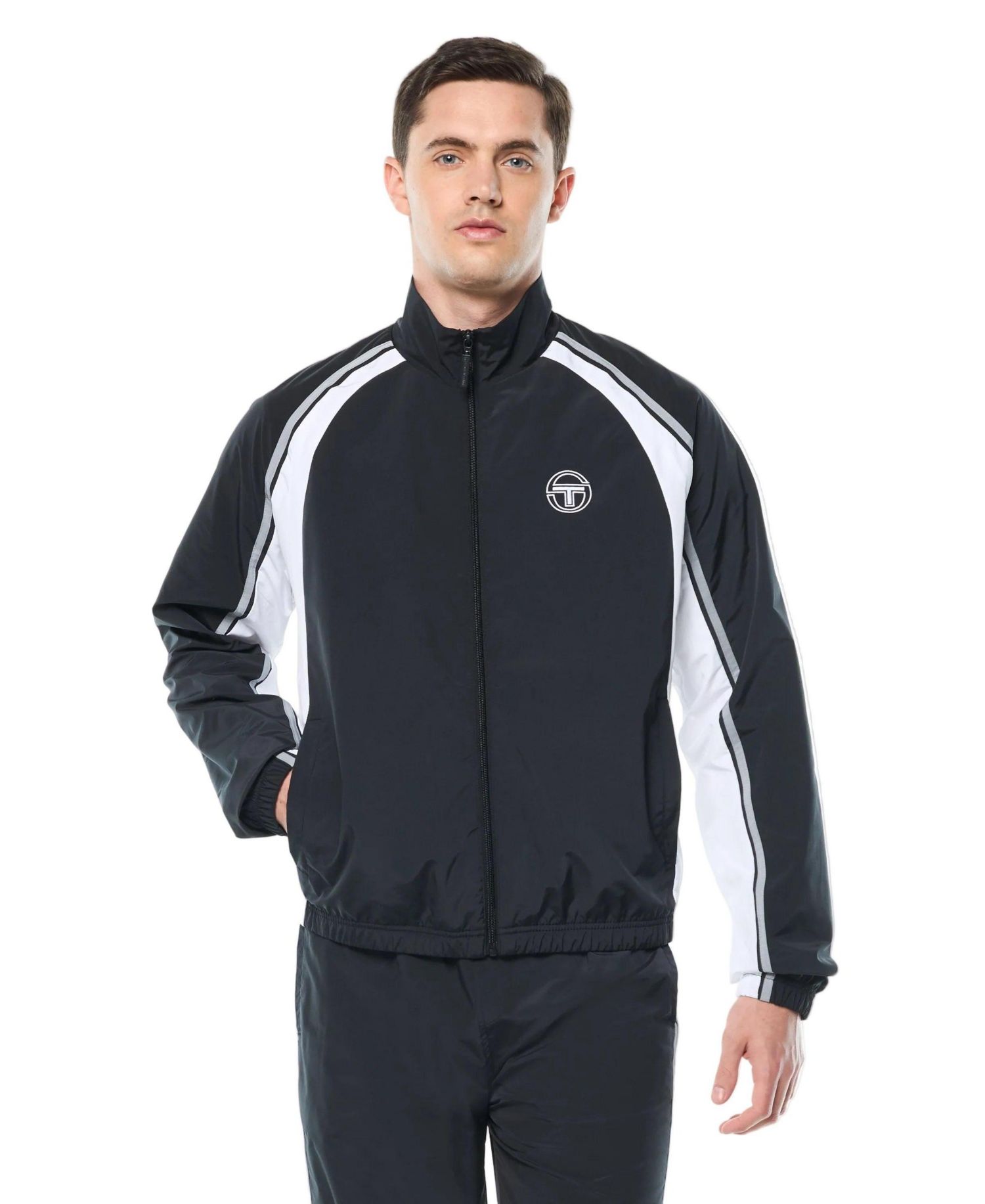 Men's Fico Contrast-Color Panels Raglan-Sleeve Track Jacket