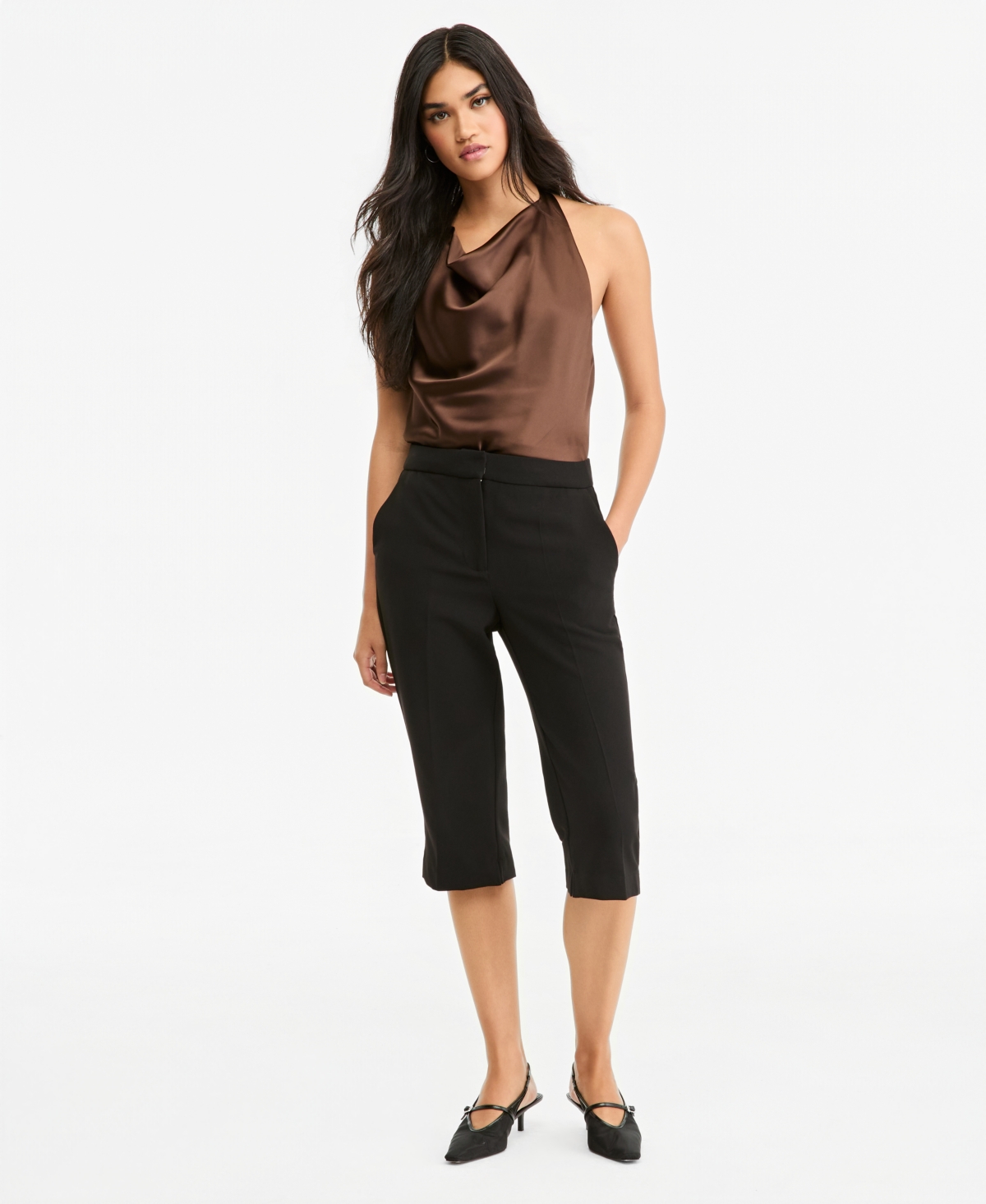 Bar Iii Women's Mid-Rise Side-Slit Capris, Macy's Exclusive