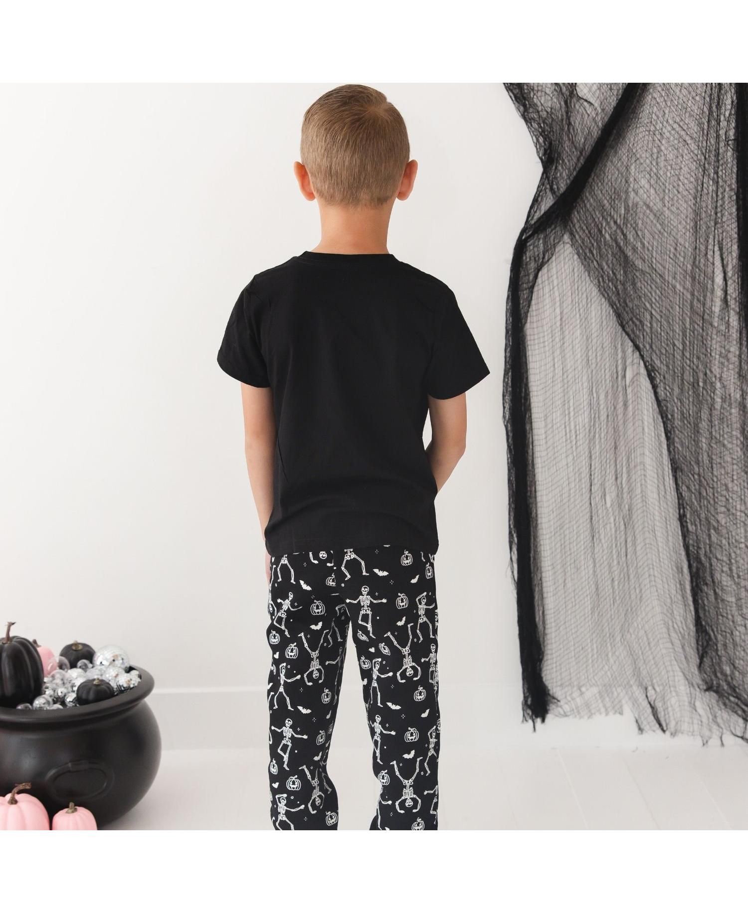 Little Boys Glow In The Dark Silly Skelly Halloween Short Sleeve T-Shirt