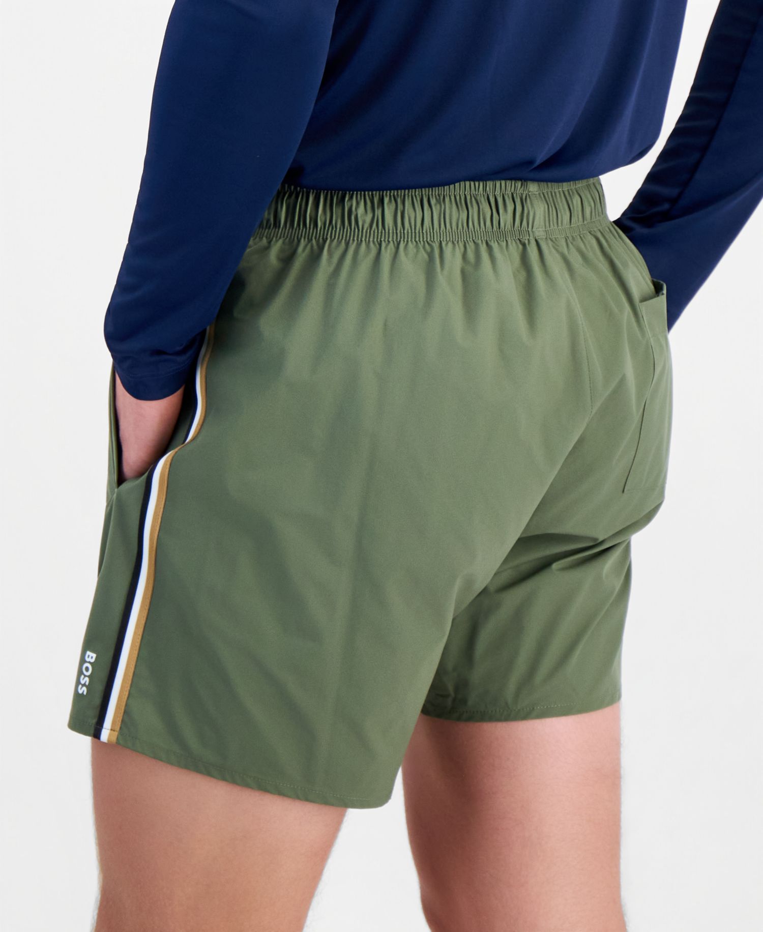 BOSS by Men's 5" Iconic Striped Swim Trunks