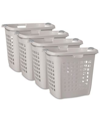 Ultra Easy Carry Plastic Laundry Basket, 2.1 Bushel, Grey, 4 Pack