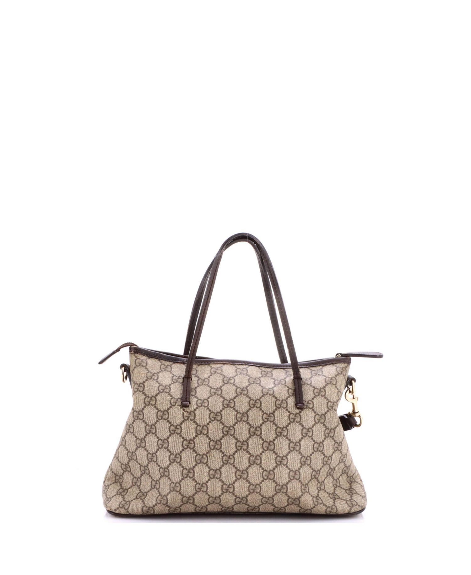 Small Convertible Zip Tote GG Coated Canvas with Leather