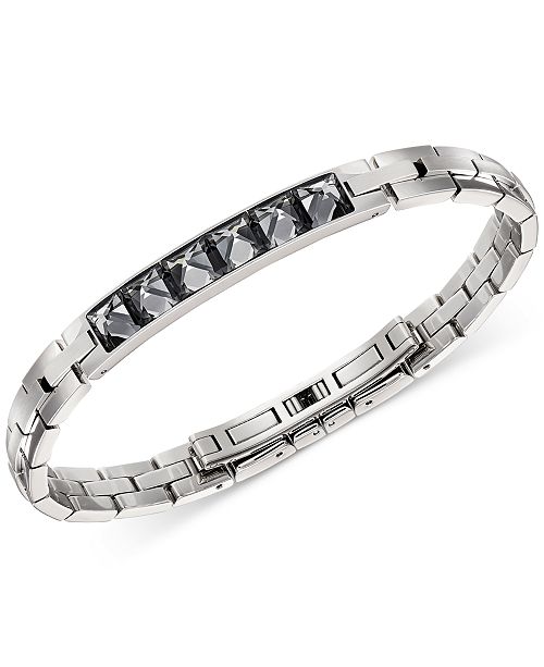 Swarovski Men S Stainless Steel Gray Crystal Bangle Bracelet Reviews Fashion Jewelry Jewelry Watches Macy S