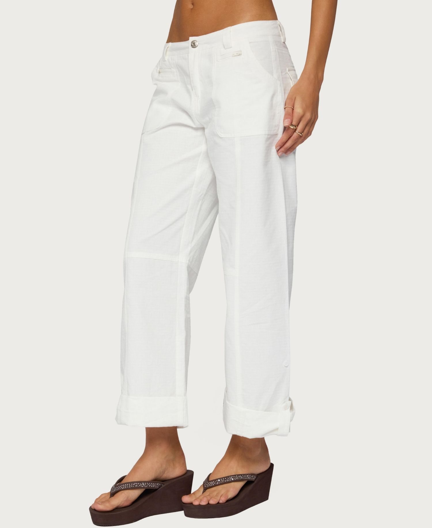 Women's Odettia Low-Rise Wide-Leg Sheer Pants