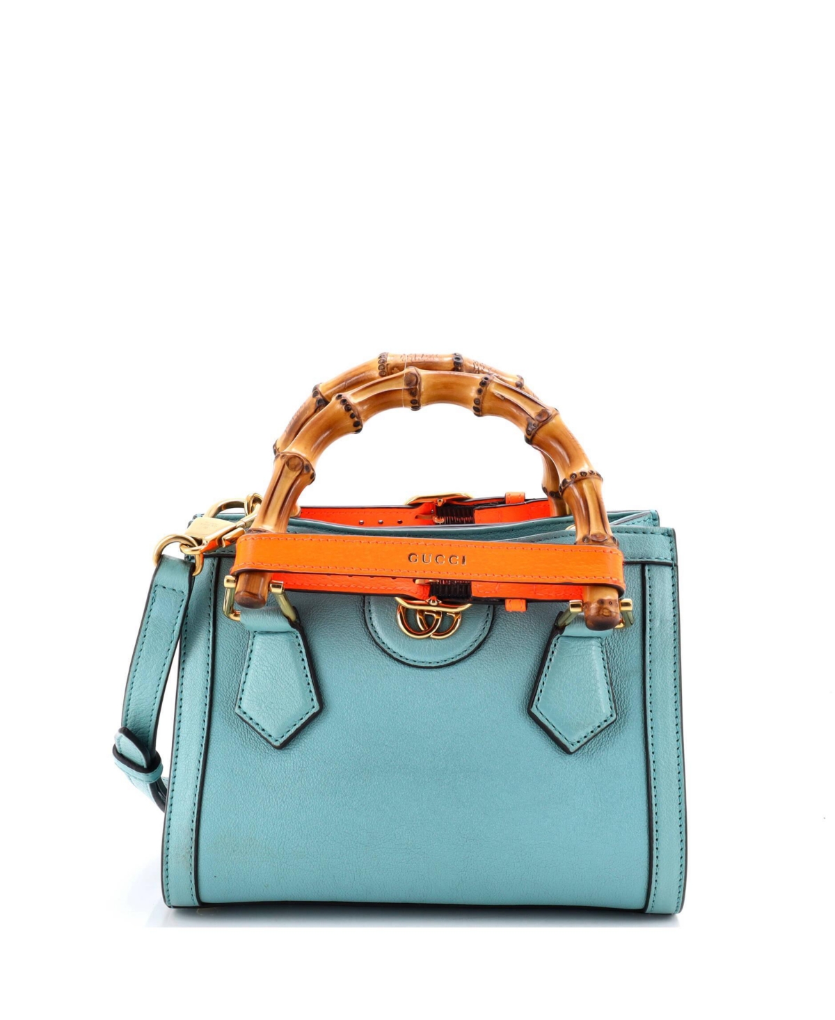 Pre-Owned Gucci Mini Diana Nm Bamboo Handle Tote Leather - Blue