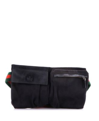 Small Vintage Double Belt Bag GG Canvas with Leather